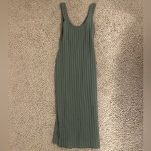 Aerin Olive Green Ribbed Midi Dress